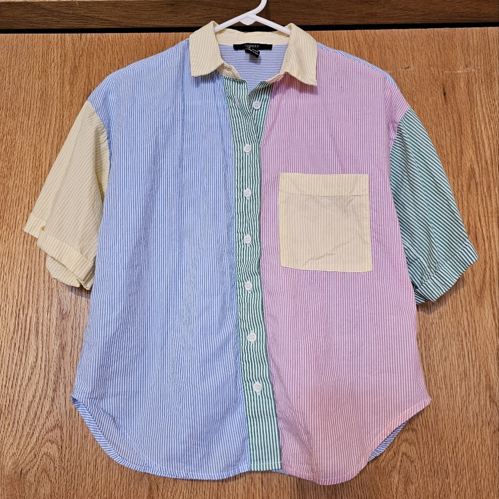 Forever 21 Pinstripe Colorblock shirt, size Small